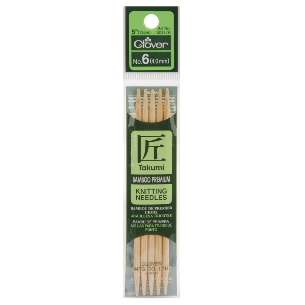 Clover Takumi Bamboo Double Point Knitting Needles 5”
