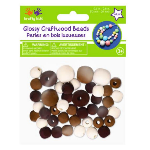 Craft Medley Gloss Wood Beads 12mm- 20mm