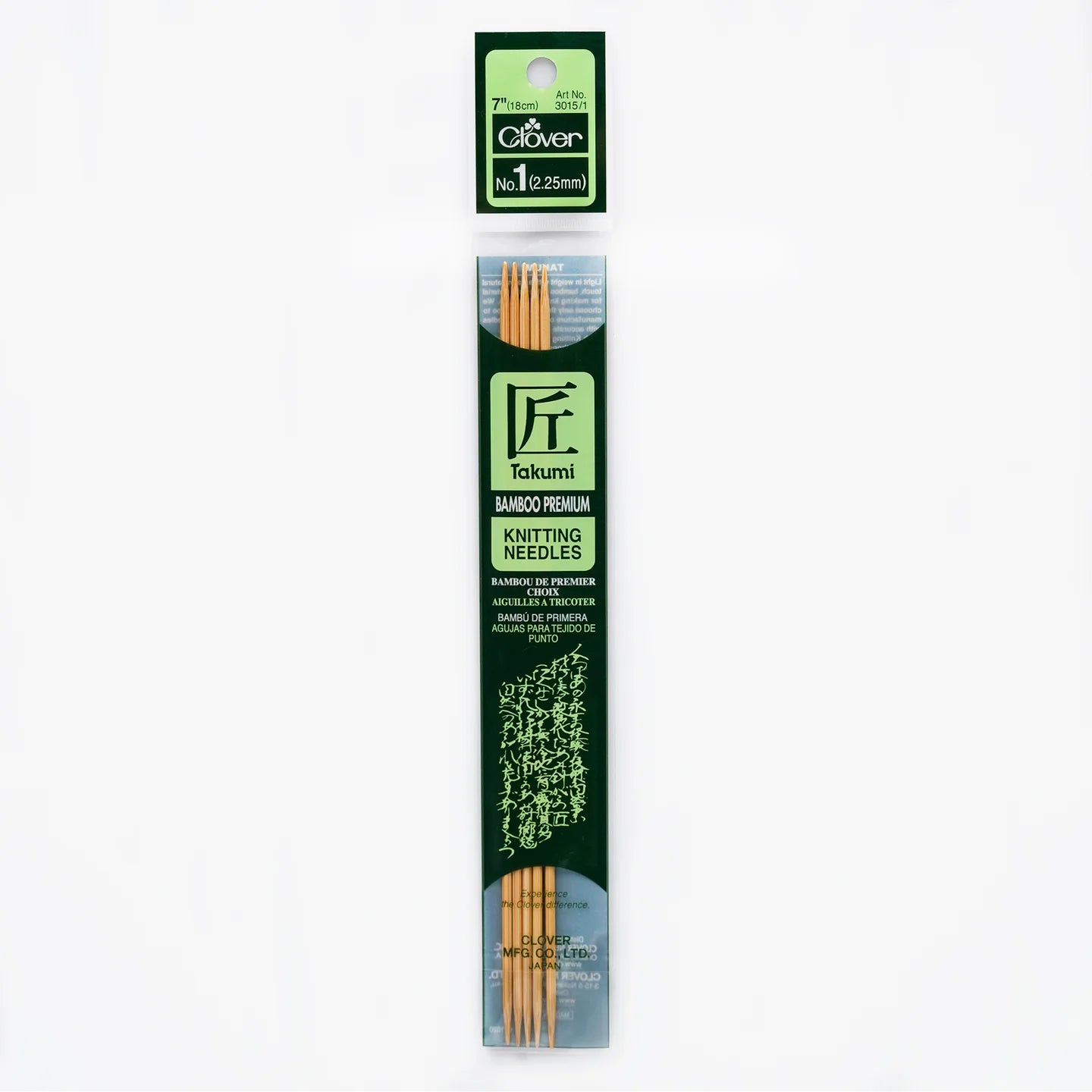 Clover Takumi Bamboo Double Point Knitting Needles 7"