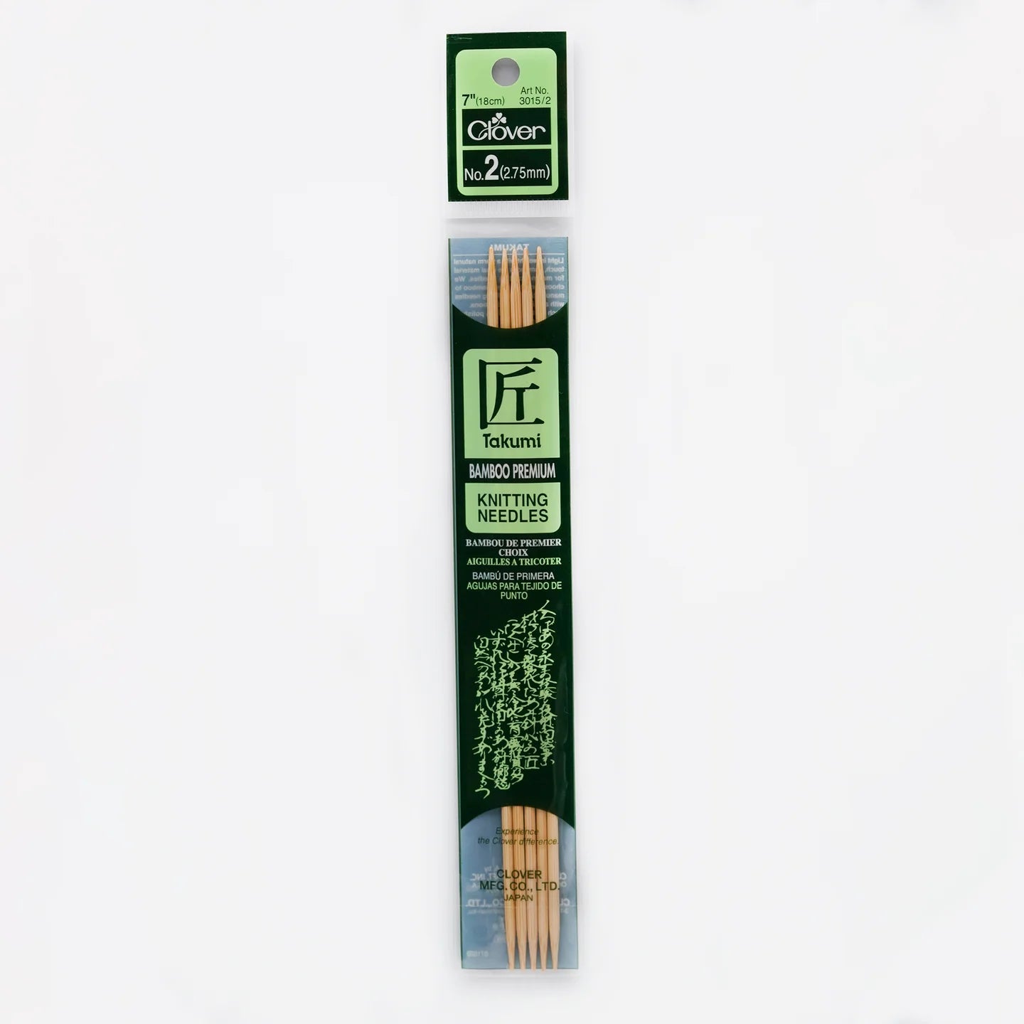 Clover Takumi Bamboo Double Point Knitting Needles 7"