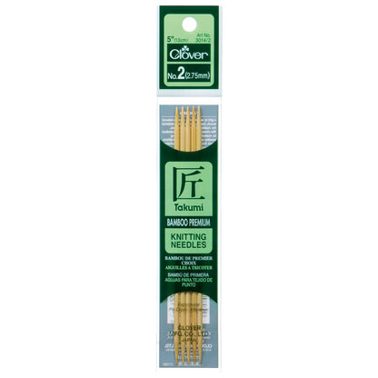 Clover Takumi Bamboo Double Point Knitting Needles  5”