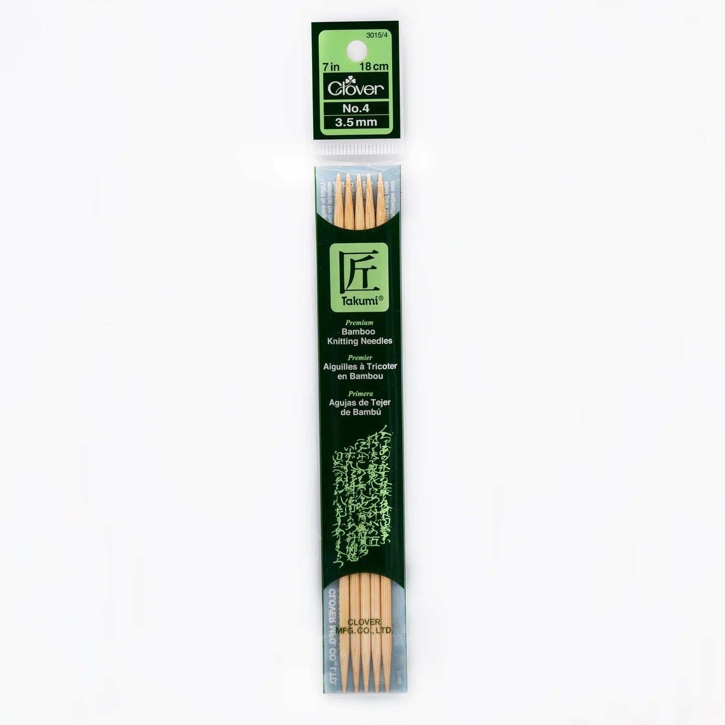 Clover Takumi Bamboo Double Point Knitting Needles 7"