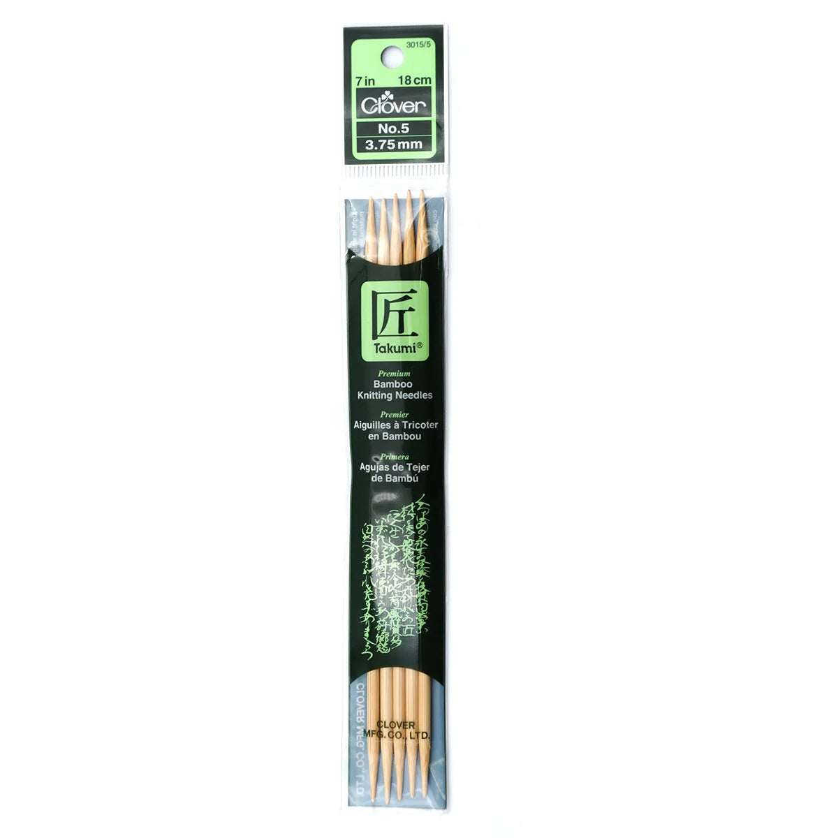 Clover Takumi Bamboo Double Point Knitting Needles 7"
